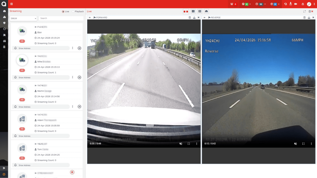 Stream platform showing live video feeds